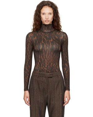 Ganni Printed Jersey Turtleneck - Brown