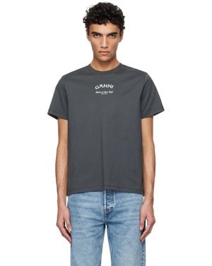 Ganni グレー リラックス Tシャツ - ブラック