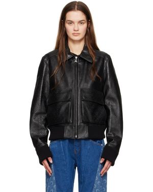 Marine Serre Black Embossed Leather Jacket