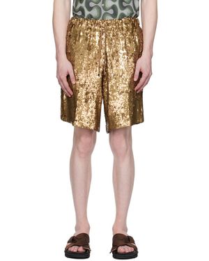Dries Van Noten ゴールド エンベリッシュ ショートパンツ - ナチュラル