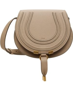 Chloé Taupe Small Marcie Saddle Bag - Brown