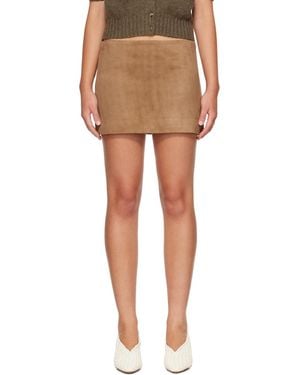 KHAITE Tan Jett Suede Miniskirt - Brown