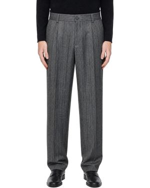 HUGO Modern-Fit Herringbone Fabric Trousers - Grey
