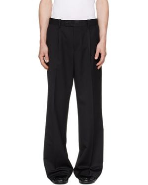 Tonywack Melange Wool Wide-Leg Pleated Trousers - Black