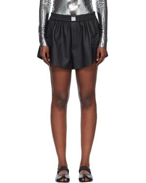 MM6 by Maison Margiela Logo Patch Faux-Leather Shorts - Black