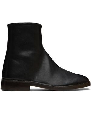 Lemaire Piped Zipped Boots - Black