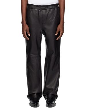 Ernest W. Baker Elastic Waist Leather Trousers - Black