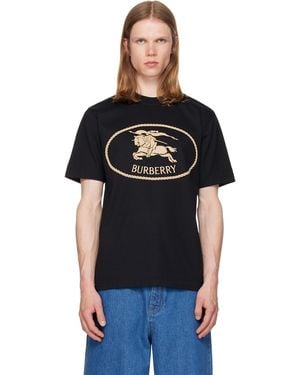 Burberry Knight Stamp Cotton T-Shirt - Black