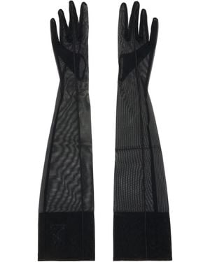 Mugler Gants Noires Extensibles À Panneaux Transparents