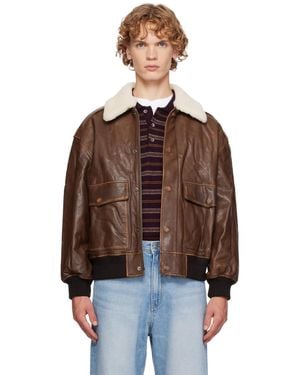 DUNST Detachable A-2 Leather Jacket - Brown