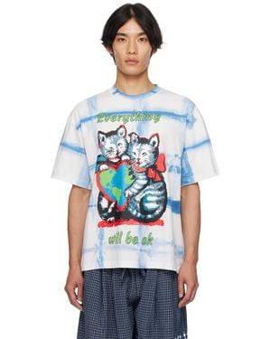 STORY mfg. Ssense限定 ブルー＆ホワイト Kitten Courage Tシャツ