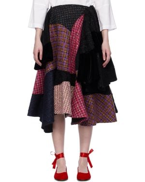 Tao Comme Des Garçons Patchwork Midi Skirt - Black