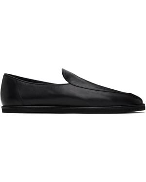 AURALEE Soft Leather Slip-On Loafers - Black