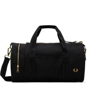 Fred Perry Textured Nylon Barrel Duffle Bag - Black