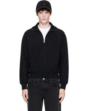 Ami Paris Tonal Embossed Ami De Coeur Sweatshirt - Black