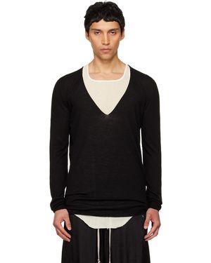 Rick Owens Pull Surdimensionné Noir À Col En V Plongeant