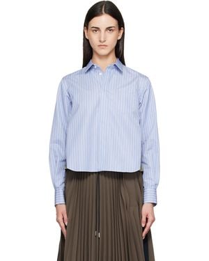 Sacai Khaki Cotton Poplin X Nylon Twill Shirt - Blue