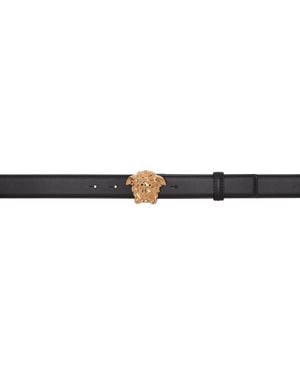 Versace 'La Medusa' Leather 3 Cm Belt - Black