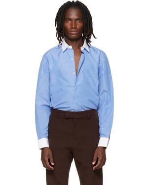 Tom Ford Poplin Stripe Classic Fit Shirt - Blue