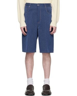 Bottega Veneta ブルー メランジ ドリル ショートパンツ