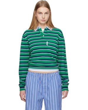 HOMMEGIRLS Knit Stripe Polo - Green