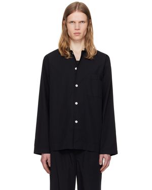 Tekla Poplin Long-Sleeved Pyjama Shirt - Black