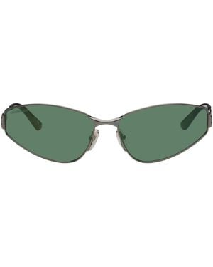 Balenciaga Gunmetal Cat-Eye Sunglasses - Green