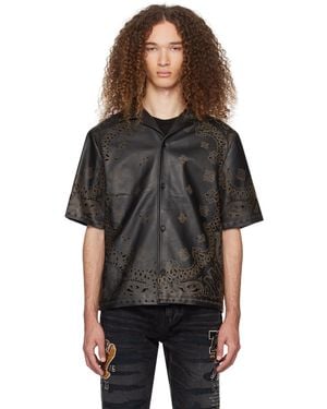 Amiri Bandana Leather Shirt - Black