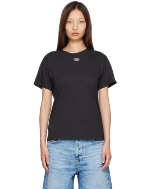 DIESEL Metallic Oval D Cotton T-Shirt - Black