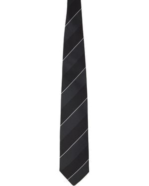 Junya Watanabe Silk Stripe Tie - Black