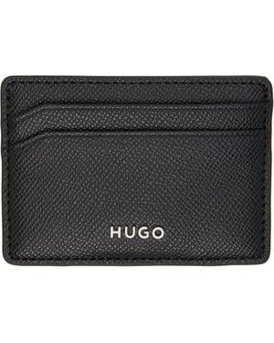 HUGO Porte-Carte Noir En Cuir