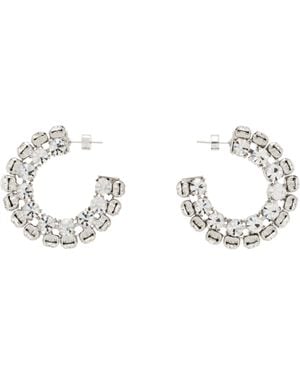 Area シルバー Small Crystal フープピアス - ブラック