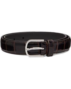 TOTEME Slim Croco-Embossed Belt - Black