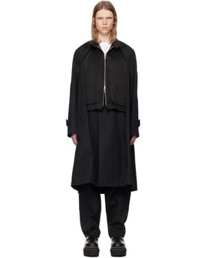Sacai ブラック Cotton Chino X Gabardine コート