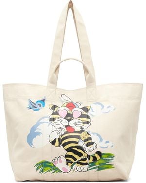 KENZO Off- Paris Cartoon' Large Tote - Natural