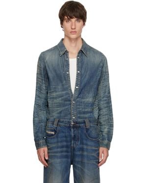 DIESEL Dirty-Effect Creased Denim Shirt - Blue