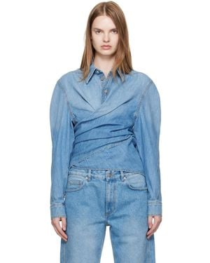 Mugler Wrapped Chambray Shirt - Blue