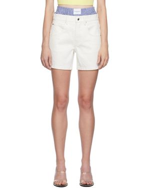 Alexander Wang Short En Jean À Design Superposé - Blanc