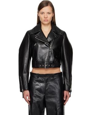 Givenchy Cropped Cocoon Leather Biker Jacket - Black