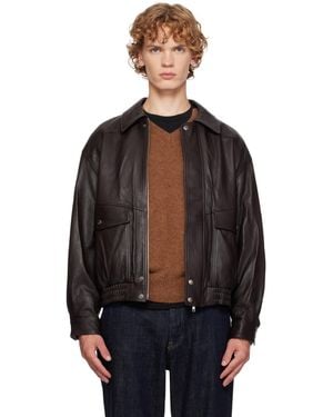 DUNST Oversized Vintage Leather Jacket - Black