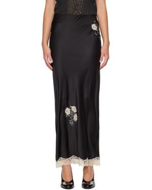 Anna Sui Lingerie Satin Maxi Skirt - Black