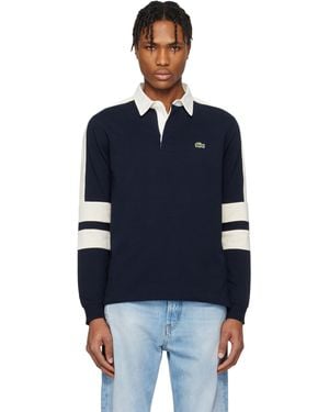 Lacoste ネイビー＆ホワイト カラーブロック ラガーシャツ - ブルー