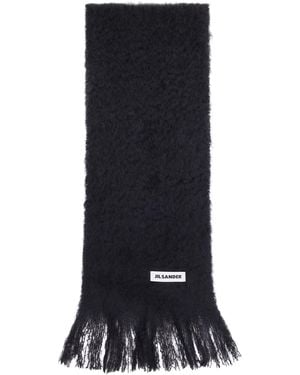 Jil Sander Plain Mohair Wool Scarf - Black