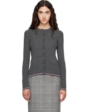 Thom Browne Merino Wool Rib Stitch Cardigan - Black