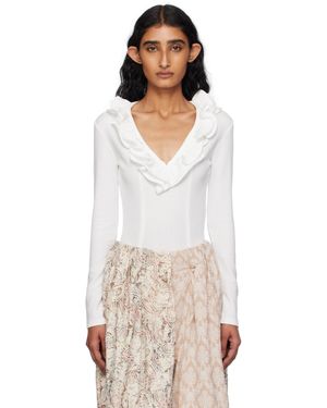OPEN YY Ruffle Bodysuit - White