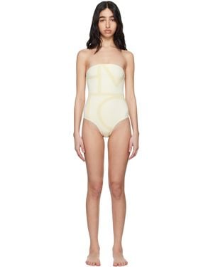 TOTEME ベージュ モノグラム ベアトップ スイムウェア - ブラック