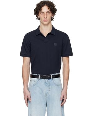 BOSS ネイビー スリムフィット ストレッチコットン ロゴパッチ ポロシャツ - ブルー