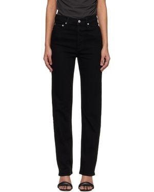 Agolde 90's Pinch Waist High Rise Straight Long Jeans - Black
