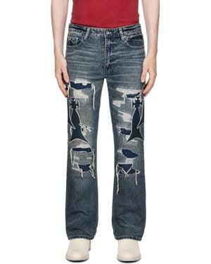 Who Decides War Slim Fit Median Wash Repair Jeans - Blue