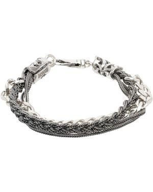 Emanuele Bicocchi シルバー ダブルブレイド チェーンブレスレット - ブラック